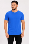 Erkek Basic Tişört Bisiklet Yaka Kısa Kol Günlük Yazlık Slim Fit T-shirt - Saks Mavisi