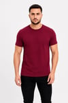 Erkek Basic Tişört Bisiklet Yaka Kısa Kol Günlük Yazlık Slim Fit T-shirt - Bordo
