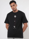 Erkek Baskılı Oversize T-shirt - Siyah