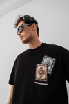 Erkek Baskılı Oversize T-shirt - Siyah