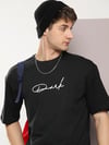 Erkek Baskılı Oversize T-shirt - Siyah