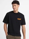 Erkek Baskılı Oversize T-shirt - Siyah