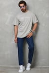 Erkek Baskılı T-shirt Kısa Kol Bisiklet Yaka Regular Fit Rahat Kalıp Günlük Tişört - Gri
