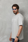 Erkek Baskılı T-shirt Kısa Kol Bisiklet Yaka Regular Fit Rahat Kalıp Günlük Tişört - Gri