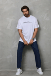 Erkek Baskılı T-shirt Kısa Kol Bisiklet Yaka Regular Fit Rahat Kalıp Günlük Tişört - Beyaz