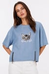 Erkek Baskılı T-shirt Kısa Kol Bisiklet Yaka Rahat Kalıp Tişört - Mavi