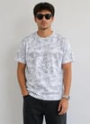 Erkek Batik Desenli Tişört Bisiklet Yaka Kısa Kol Regular Fit T-shirt - Gri