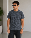 Erkek Batik Desenli Tişört Bisiklet Yaka Kısa Kol Regular Fit T-shirt - Füme