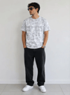 Erkek Batik Desenli Tişört Bisiklet Yaka Kısa Kol Regular Fit T-shirt - Gri