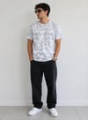 Erkek Batik Desenli Tişört Bisiklet Yaka Kısa Kol Regular Fit T-shirt - Gri