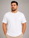 Erkek Battal Big Size Basic Tişört Bisiklet Yaka Rahat Kalıp T-shirt - Beyaz