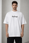 Erkek Bisiklet Yaka Baskılı Kısa Kollu Tişört Streetwear Günlük Basic Pamuklu T-shirt - Beyaz