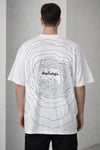 Erkek Bisiklet Yaka Baskılı Kısa Kollu Tişört Streetwear Günlük Basic Pamuklu T-shirt - Beyaz