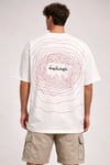 Erkek Bisiklet Yaka Baskılı Kısa Kollu Tişört Streetwear Günlük Basic Pamuklu T-shirt - Beyaz