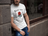Erkek Bisiklet Yaka Baskılı Oversize T-shirt - Beyaz
