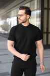 Erkek Bisiklet Yaka Petek Dokulu Kısa Kollu Triko Tişört
