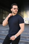 Erkek Bisiklet Yaka Petek Dokulu Kısa Kollu Triko Tişört