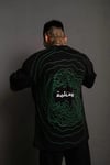 Erkek Bisiklet Yakalı Sırt Baskılı Oversize T-shirt - Siyah