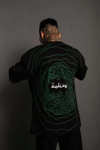 Erkek Bisiklet Yakalı Sırt Baskılı Oversize T-shirt - Siyah