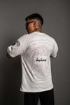 Erkek Bisiklet Yakalı Sırt Baskılı Oversize T-shirt - Beyaz