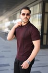 Erkek Çizgi Detaylı Yakalı Triko Tişört