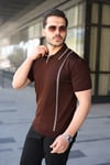 Erkek Çizgi Detaylı Yakalı Triko Tişört