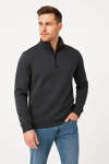 Erkek Dik Yaka Sweatshirt Dik Yaka Yarım Fermuarlı 3 İplik Şardonlu Pamuk Kumaş - Antrasit