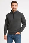 Erkek Dik Yaka Sweatshirt Dik Yaka Yarım Fermuarlı 3 İplik Şardonlu Pamuk Kumaş - Antrasit