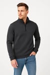 Erkek Dik Yaka Sweatshirt Dik Yaka Yarım Fermuarlı 3 İplik Şardonlu Pamuk Kumaş - Antrasit
