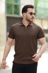 Erkek Fermuarlı Yakalı Kısa Kollu Tshirt