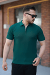 Erkek Fermuarlı Yakalı Kısa Kollu Tshirt