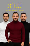 Erkek Fitilli Triko Kazak 3lü Set Beyaz Bordo Siyah Regular Balıkcı Yaka Tam Boğazlı Triko Seti Modeli Kazak
