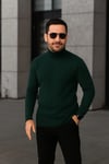 Erkek Fitilli Triko Kazak 3lü Set Gri Haki Siyah Regular Balıkcı Yaka Tam Boğazlı Triko Seti Modeli Kazak