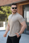 Erkek Hakim Yakalı Kısa Kollu Pamuklu T-shirt
