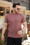 Erkek Ince Çizgi Dokulu Kısa Kollu T-shirt