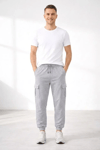 Erkek Jogger Eşofman Altı Regular Fit , Kargo Cepli, Lastikli Paça, Günlük Spor Pantolon - Gri