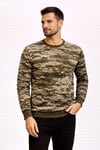 Erkek Kamuflaj Desenli 2 İplik 4 Mevsim Uzun Kollu Bisiklet Yaka Sweatshirt - Kamuflaj
