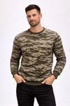 Erkek Kamuflaj Desenli 2 İplik 4 Mevsim Uzun Kollu Bisiklet Yaka Sweatshirt - Kamuflaj