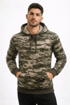 Erkek Kamuflaj Desenli 2 İplik 4 Mevsim Kapüşonlu Kanguru Cepli Hoodie Sweatshirt - Kamuflaj