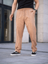 Erkek Keten Cepli Çıma Dikişli Jogger Buggy Pantalon Rahat Kalıp - Kahverengi