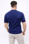 Erkek Kısa Kol Fitilli Triko T-shirt Yazlık Hakim Yaka Tişört - Lacivert