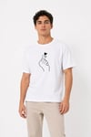 Erkek Kore Parmak Kalp Aşk Temalı Minimal Baskılı Tişört Yazlık Kısa Kol T-shirt - Beyaz