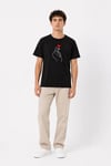 Erkek Kore Parmak Kalp Aşk Temalı Minimal Baskılı Tişört Yazlık Kısa Kol T-shirt - Siyah
