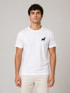 Erkek Minimal Geyik Logolu Tişört Bisiklet Yaka Kısa Kol Yazlık T-shirt - Beyaz