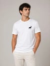 Erkek Minimal Geyik Logolu Tişört Bisiklet Yaka Kısa Kol Yazlık T-shirt - Beyaz