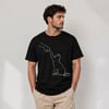 Erkek Minimal Kedi Çizim Baskılı Tişört Kısa Kol Yazlık T-shirt - Siyah
