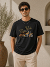 Erkek Motosiklet Baskılı Tişört Bisiklet Yaka Kısa Kol Yazlık T-shirt - Siyah