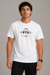 Erkek Müzik Temalı Baskılı Tişört Bisiklet Yaka Kısa Kol T-shirt - Beyaz