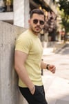 Erkek Örgü Desen Bisiklet Yaka Triko Tişört - %100 Pamuk Akrilik