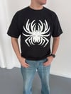 Erkek Örümcek Baskılı Tişört Kısa Kollu Bisiklet Yaka T-shirt - Siyah